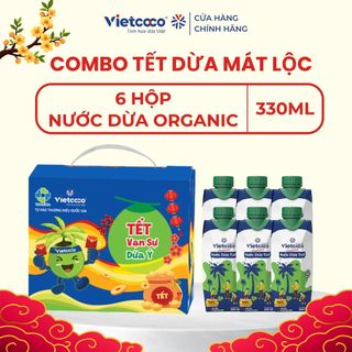   PHIÊN BẢN TẾT 2026 - TẾT DỪA MÁT LỘC COMBO 02  Combo 6 hộp nước dừa Organic UHT Vietcoco hộp 330ml 