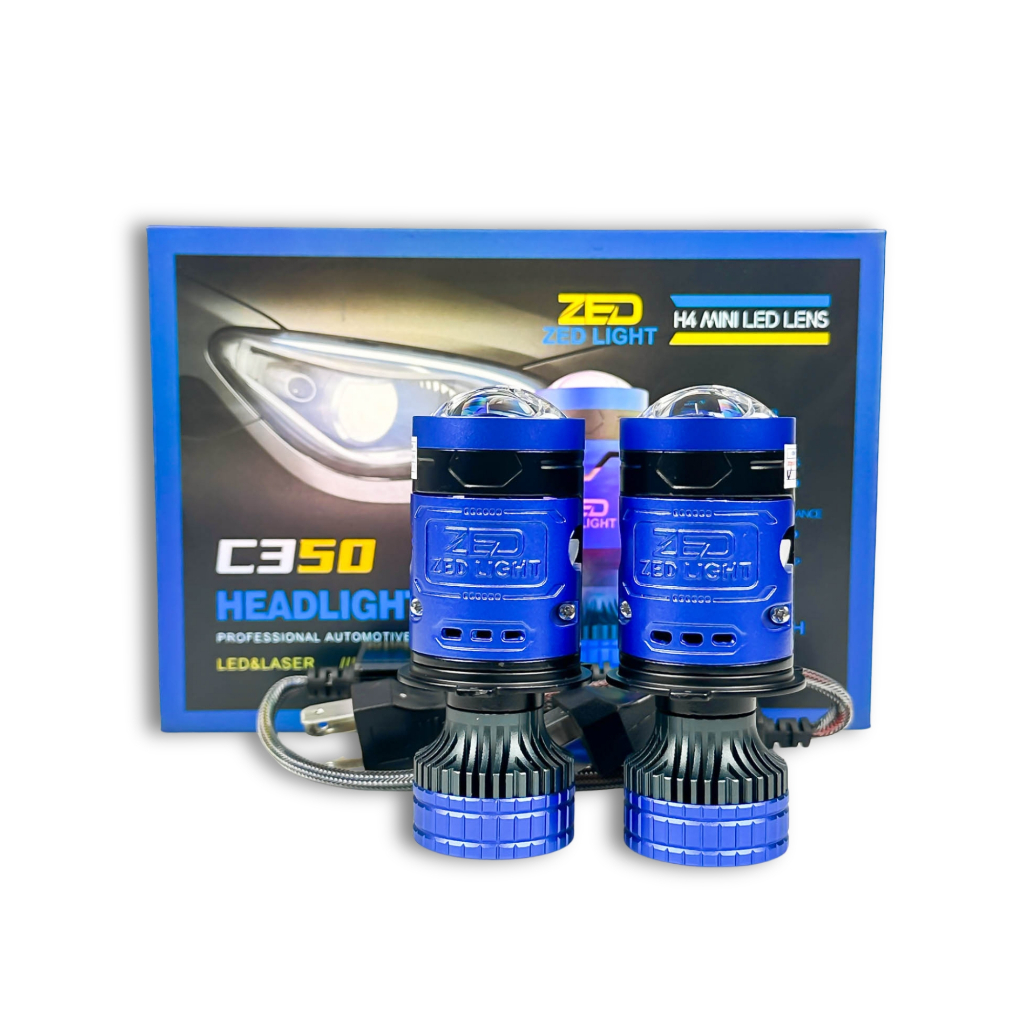 Đèn Pha Bi Cầu Siêu Sáng C350 ZED LIGHT - 90W Có Pha Màn Chập Kèm Pha Laser Vàng Chiêu Xa Trên 200m 