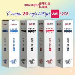  Sỉ hộp 20 ruột bút Gel Deli S206 Ngòi 0.5mm Dùng thay cho bút A575 A057B-01 S101 
