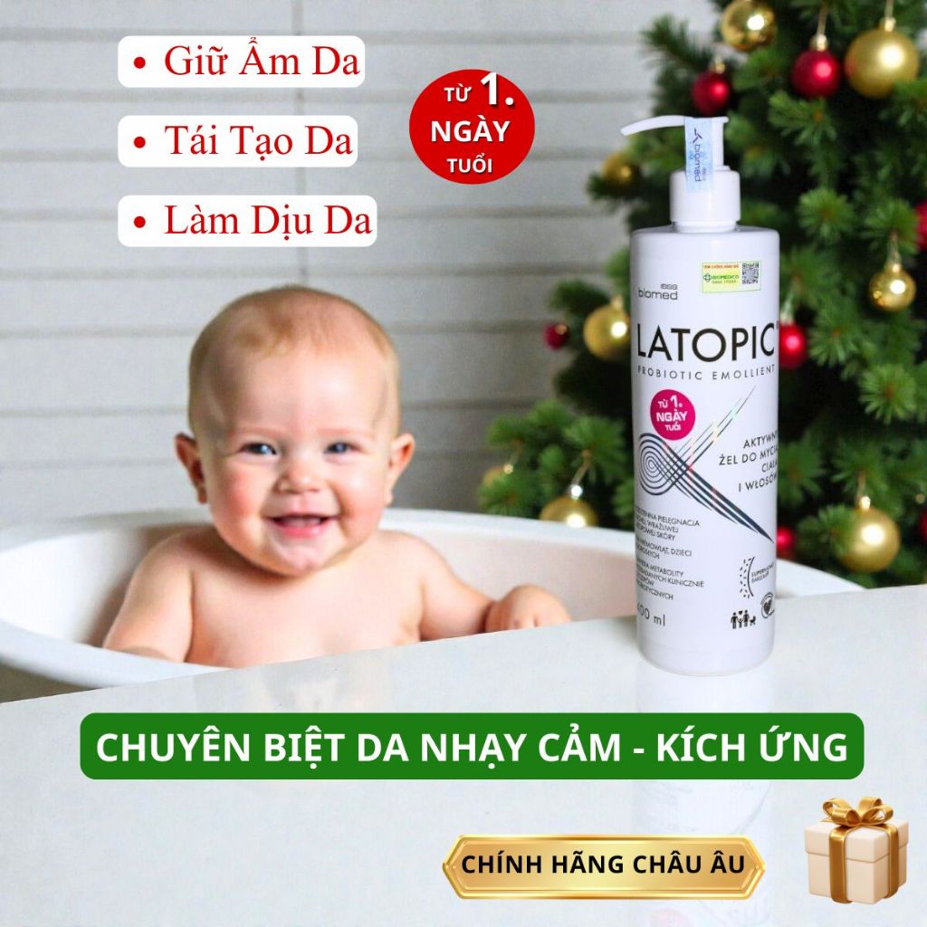 Gel Tắm Gội Dưỡng Ẩm Dịu Nhẹ LATOPIC Cho Bé Sữa Tắm Ngừa Viêm Da Cơ Địa Chàm Sữa Dị Ứng Chính Hãng