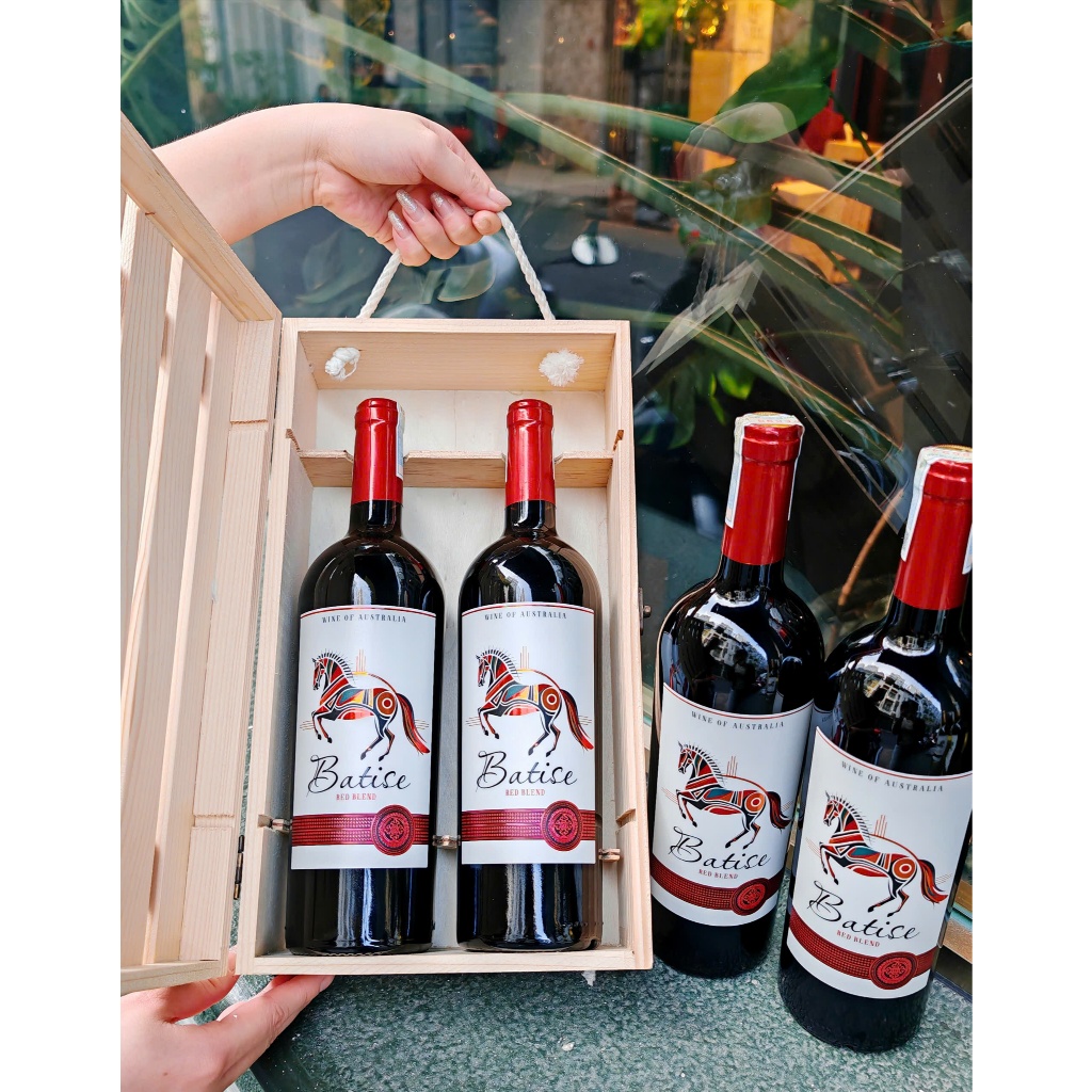 Set quà tặng 2 chai vang Úc Batise (mix vang trắng, đỏ) - HG thanh nan