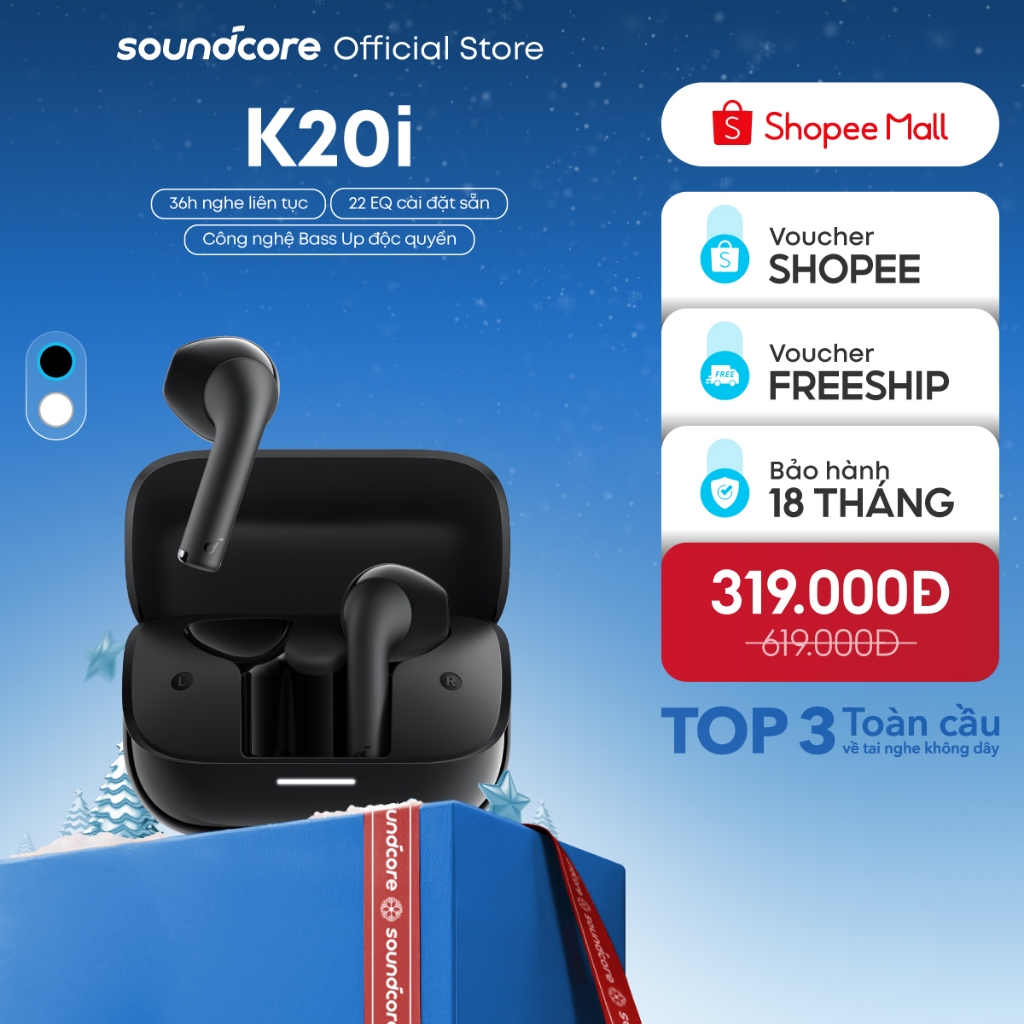 Tai nghe bluetooth Semi In-Ear soundcore K20i | Siêu gọn nhẹ | Chống nước IPX5 | Tích hợp phiên dịch
