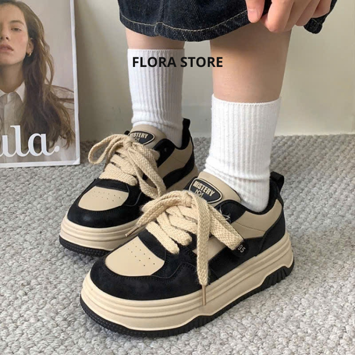 Giày thể thao nữ, giày sneaker đế cao phong cách nữ sinh Hàn Quốc mang đi chơi, đi học, đi làm FLORA