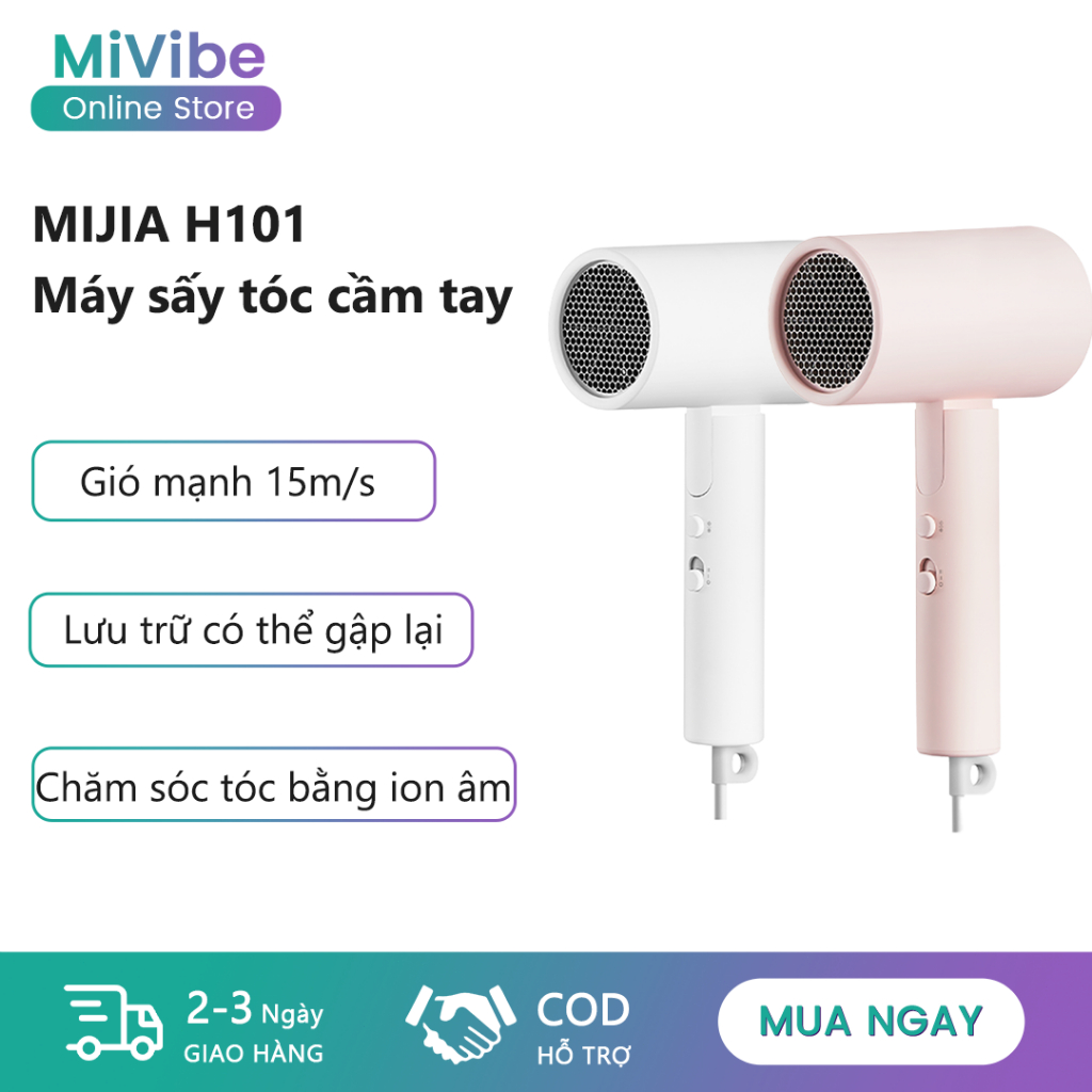 Máy sấy tóc ion âm Xiaomi Mijia H101 Sấy khô nhanh Mềm mại Không làm tổn thương tóc,sản phẩm mới