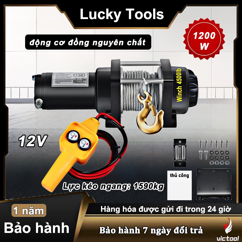 Victool máy tời điện,tời điện 4500lbs,tời điện 12V không tiếng ồn,để bốc dỡ hàng hóa,cứu hộ,v.v.