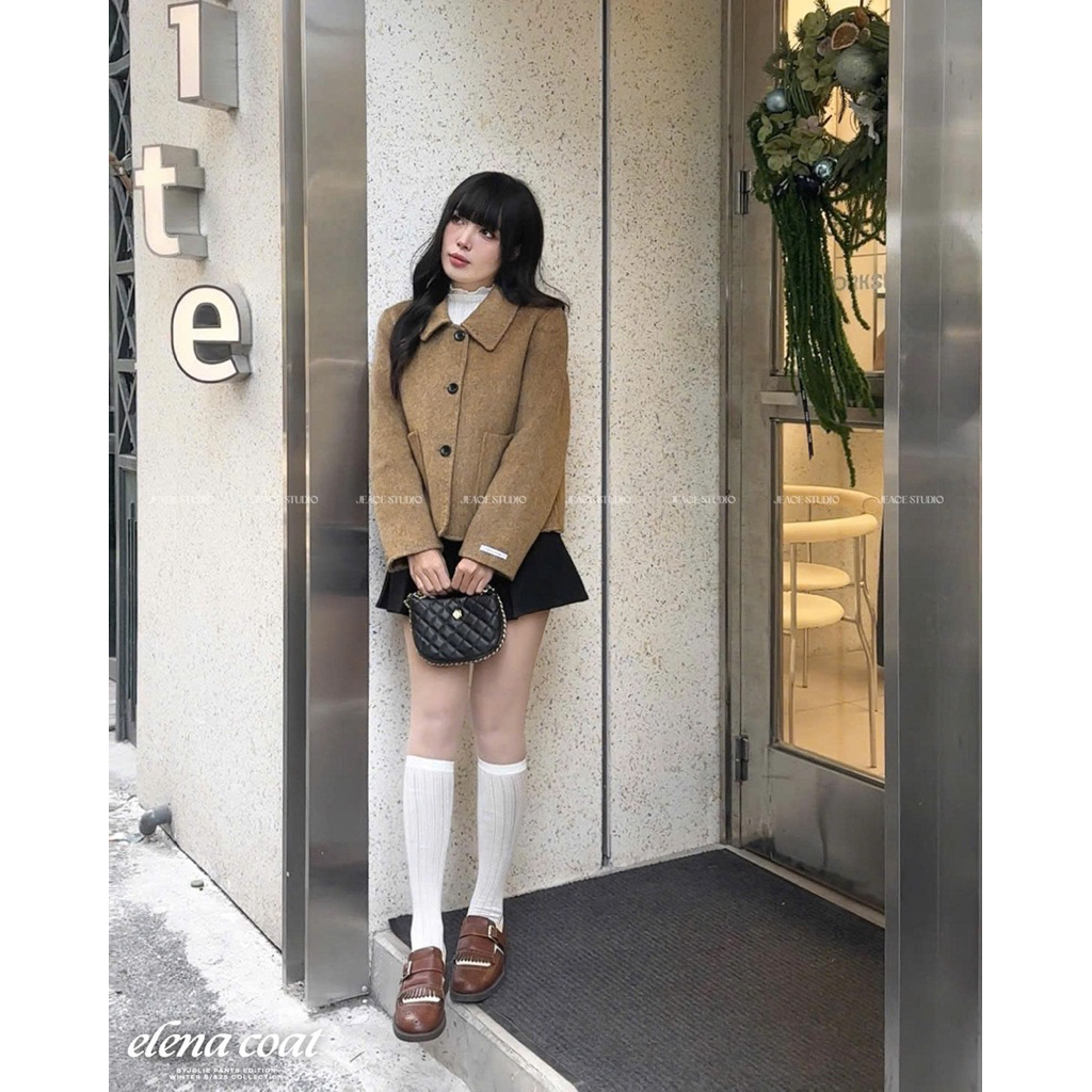 Áo khoác dạ ép lông cừu Elena Hàn Quốc cao cấp Jeace Studio AK108