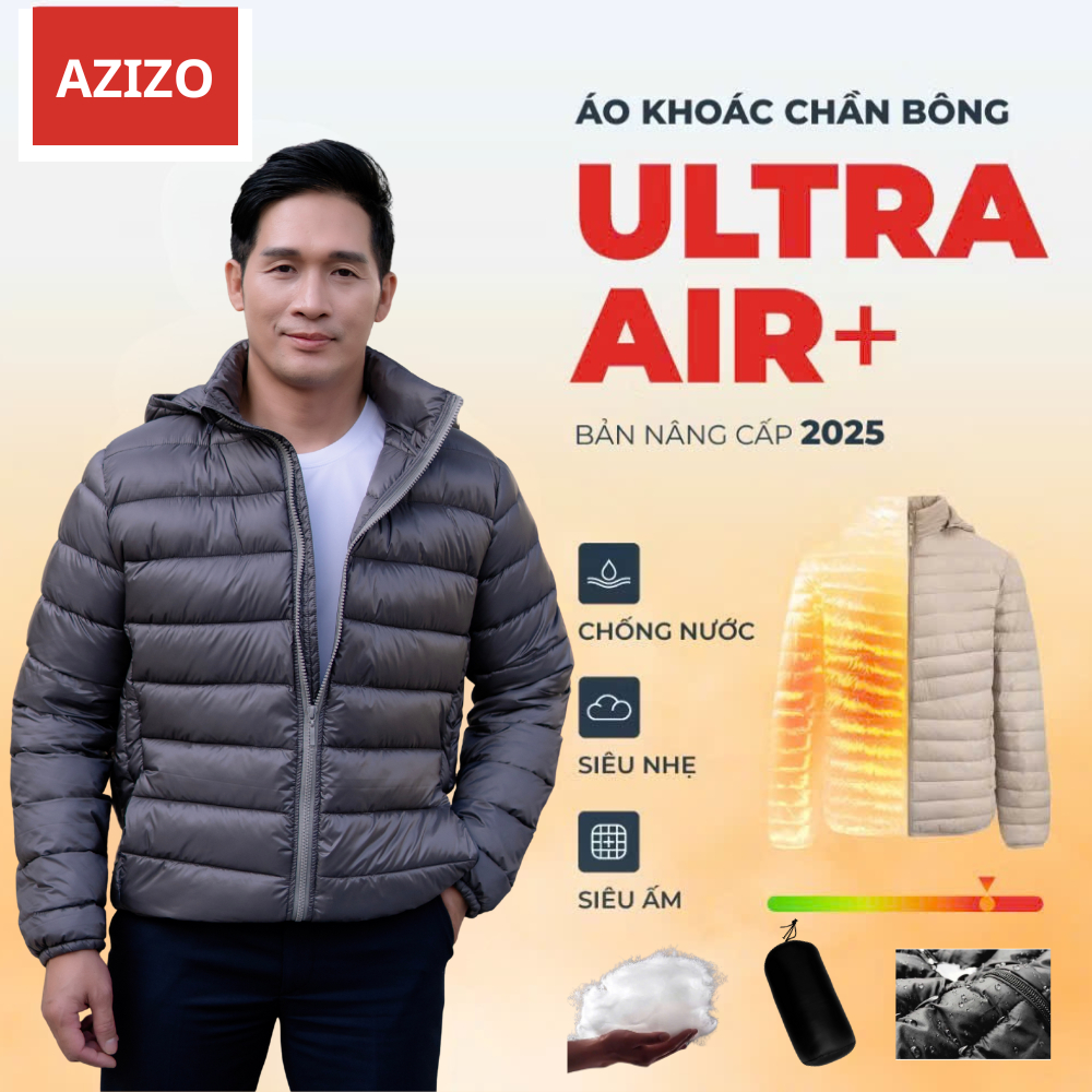 Áo Phao Nam Siêu Nhẹ Chống Nước AZIZO – Giữ Ấm Mùa Đông – Form Đẹp, Siêu Ấm