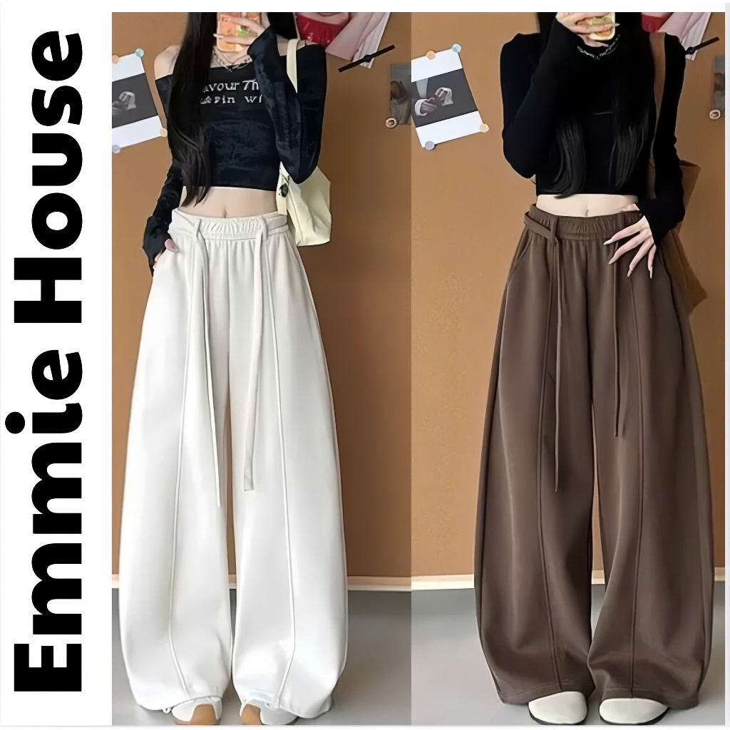 Emmie House Quần dài ống rộng nữ, nỉ 2 da mềm mại from suông rộng siêu hot 2025 (Q4)