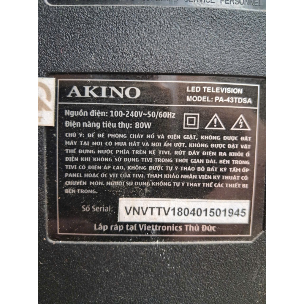 bo mạch tivi AKINO = Model: PA43TDSA - tháo máy