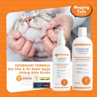  Sữa Tắm & Xịt Giảm Ngứa Kháng Nấm Khuẩn VETERINARY FORMULA Cho Thú Cưng Chó Mèo 
