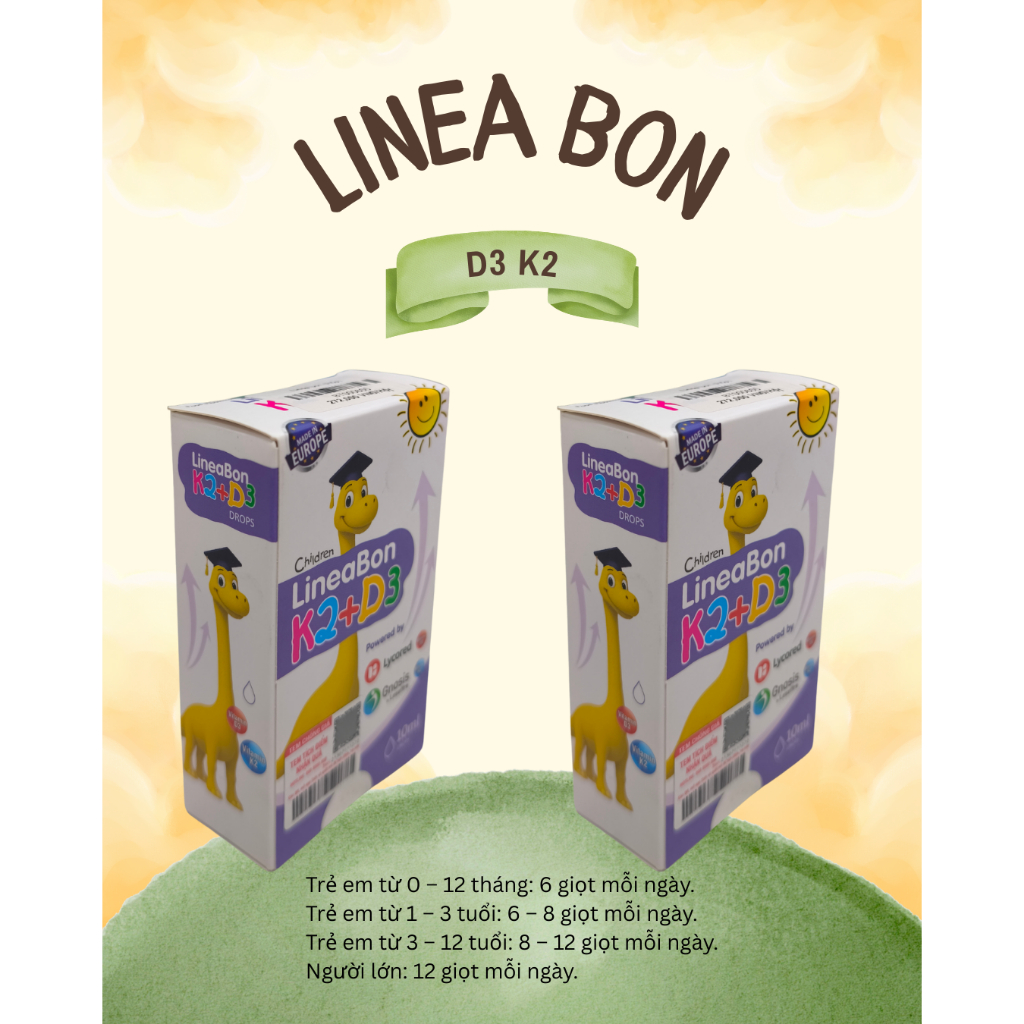 Linea Bon D3+K2 Vitamin D3 K2 hỗ trợ hấp thu Canxi giảm nguy cơ loãng xương
