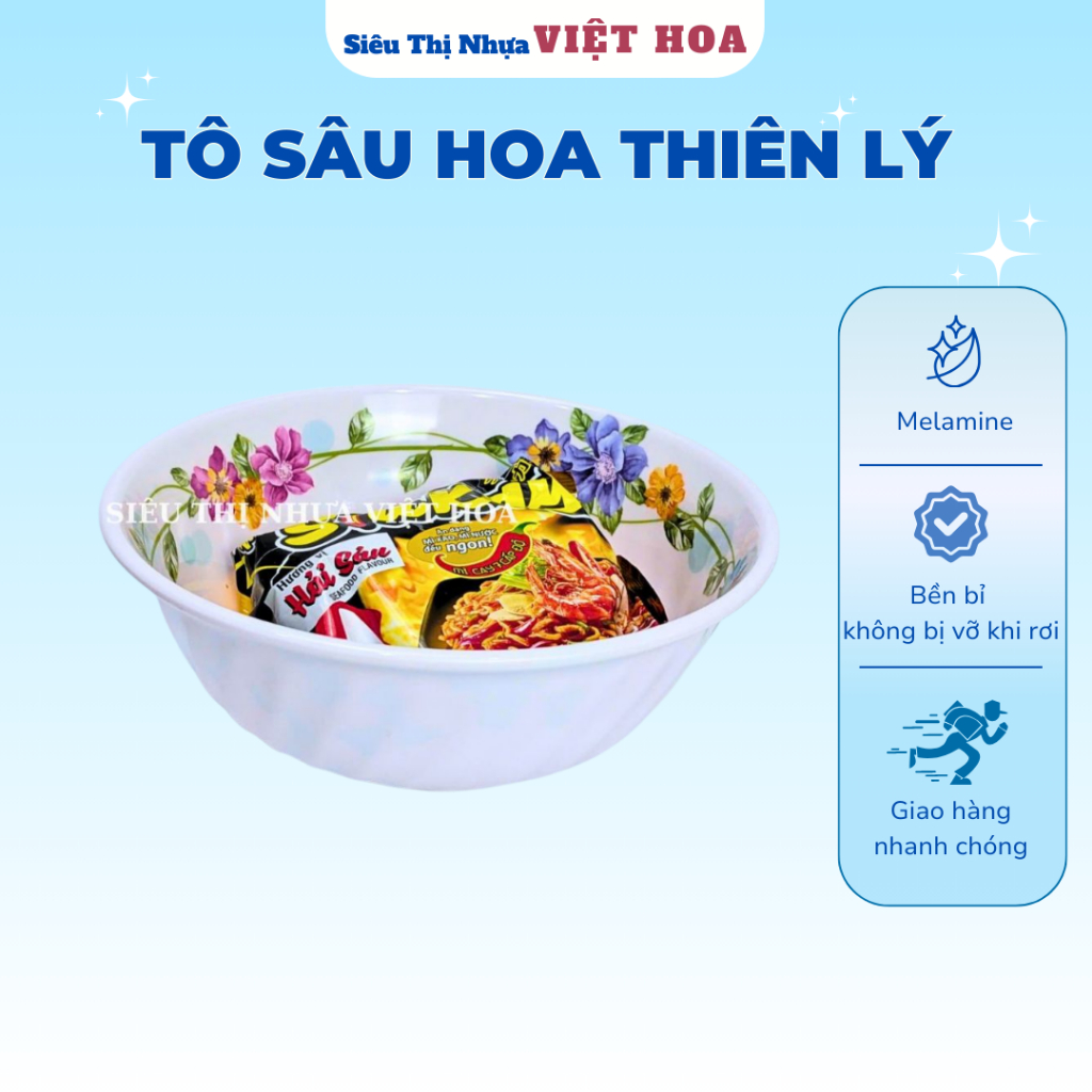 Tô Sâu Nhiều Kích Thước, Tô Cho Bé Mẫu Giáo, Tô Mì, Tô Sâu Hoa Thiên Lý Chất Liệu Melamine