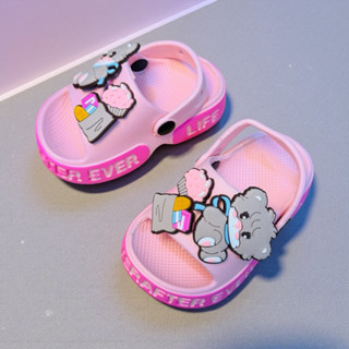 Dép bánh mì cho bé gái, giày thiết kế kẻ sọc hình thỏ melody size 18-23 quai sau đế cao 3 phân mềm nhen - Shoes