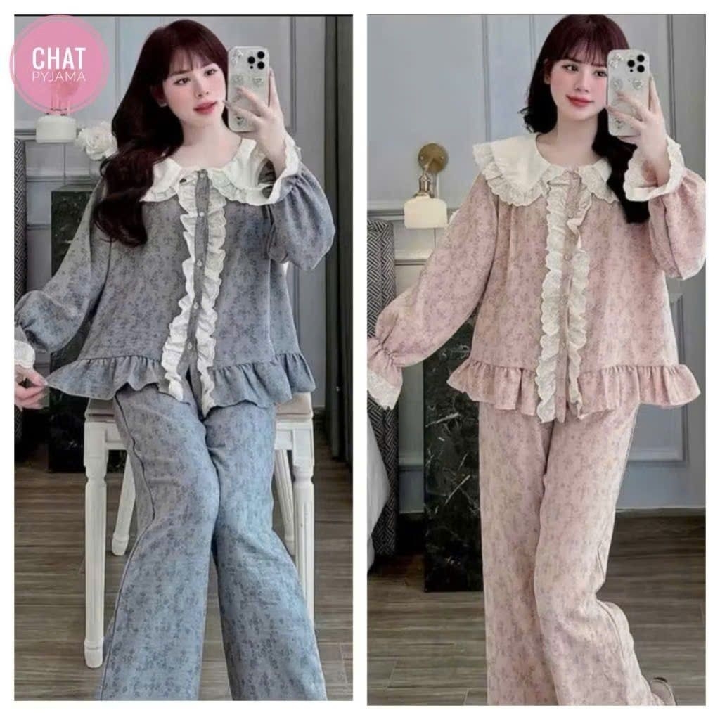 [HINH DÀI] Bộ Pyjama Đũi  Hình Dài Siêu Hot CHAT DD58