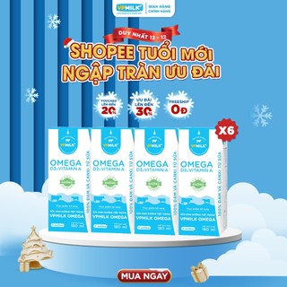   6 Lốc 180ml  Sữa Dinh Dưỡng Tiệt Trùng VPMilk Omega ÍT ĐƯỜNG dạng Hộp  4 hộp x 6  