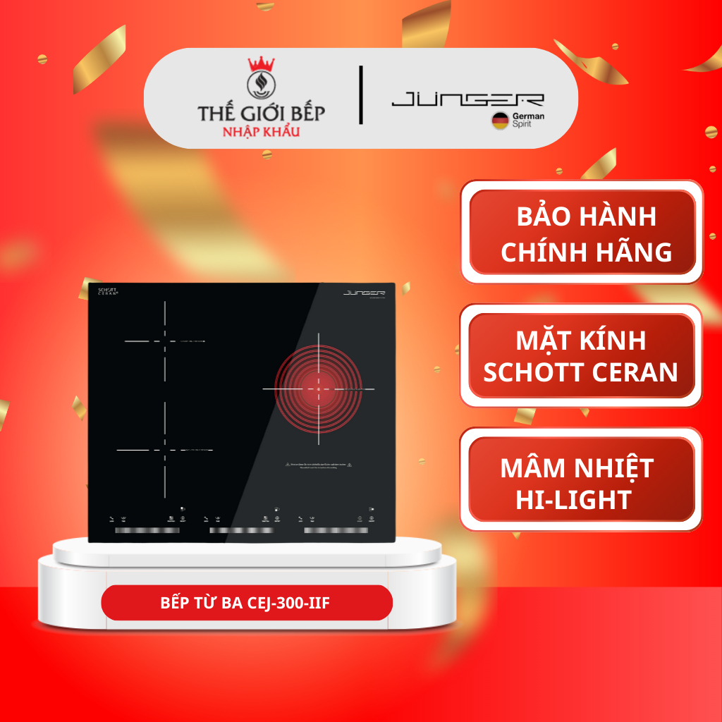 BẾP ĐIỆN TỪ BA JUNGER CEJ-300-IIF – Bảng điều khiển cảm ứng, nhiều tính năng an toàn