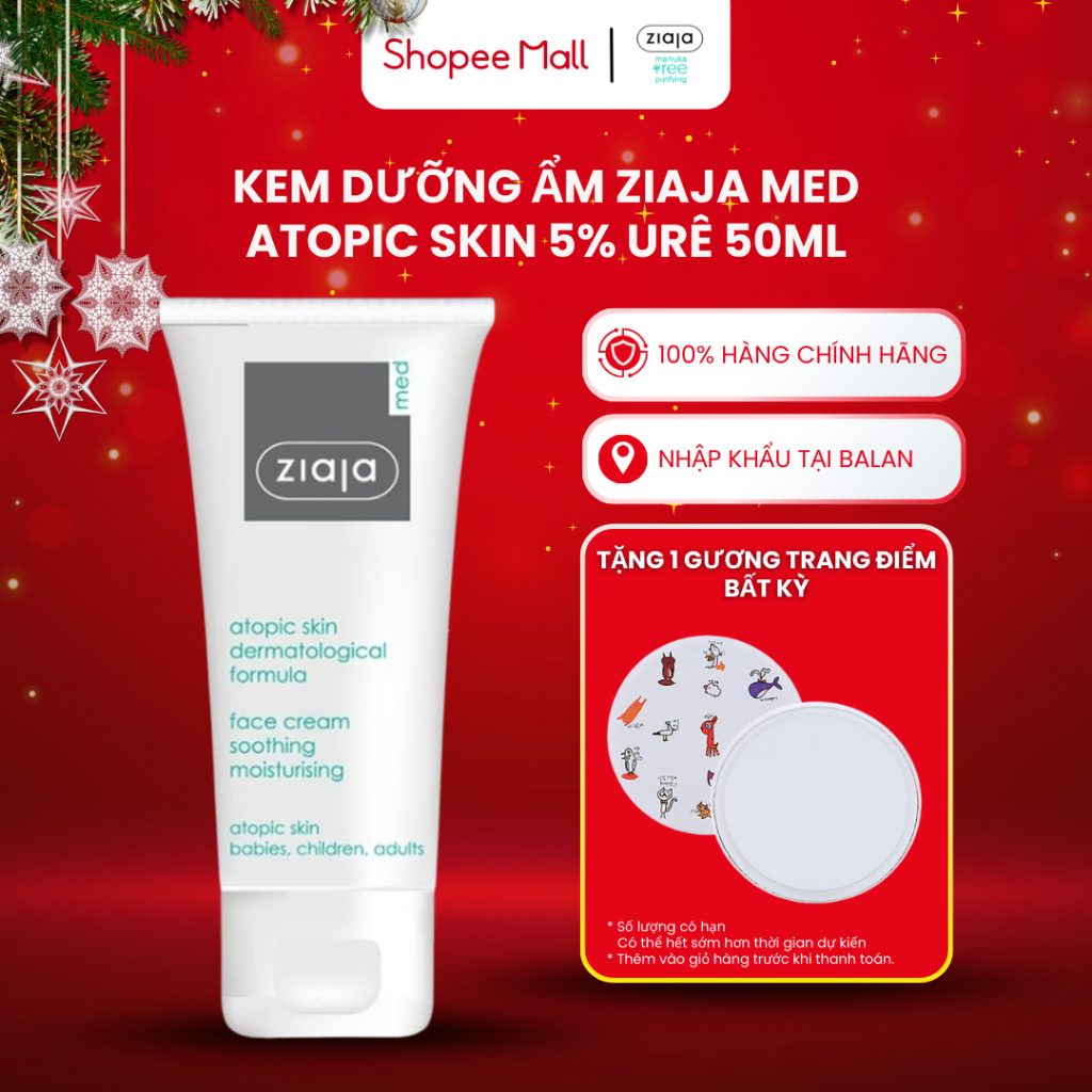  Kem Dịu Nhẹ - Dưỡng Ẩm 5% Urê Ziaja Med Atopic Skin Dermatological Formula Face Cream Soothing 50ml -Cho Bé 