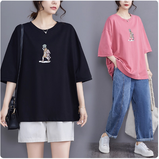 B179 Áo thun bigsize dáng suông rộng màu sắc cá tính