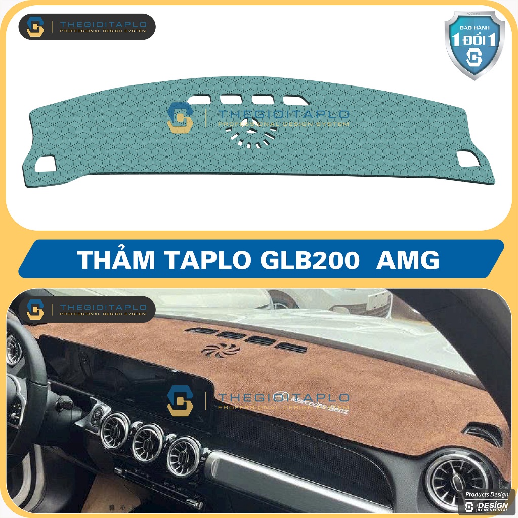 [Mercedes GLB200 AMG] Thảm taplo ô tô da vân gỗ, da fiber, lông cừu và tuyết nhung 3 lớp chống nắng 