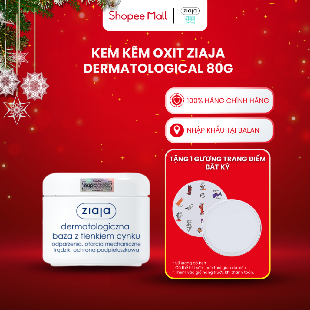 Kem Kẽm Oxit - Ziaja Dermatological Base With Zinc Oxide 13% - 80g