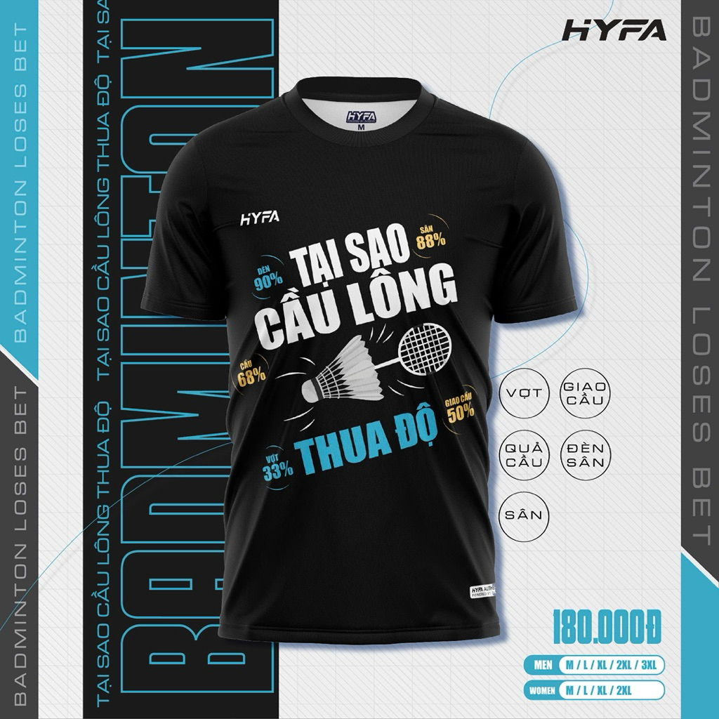 Áo thể thao HYFA chính hãng - mẫu CẦU LÔNG THUA ĐỘ