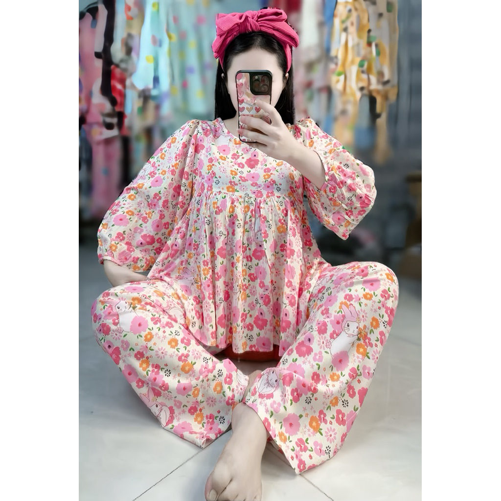 Đồ bộ tole nữ from dáng babydoll mặc nhà quần dài tay dài Shop Nghi 85