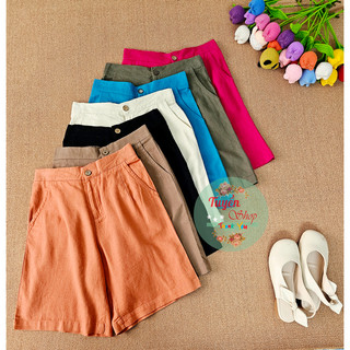 Quần ngố linen lưng nửa thun