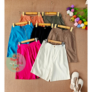 Quần ngố linen lưng nửa thun