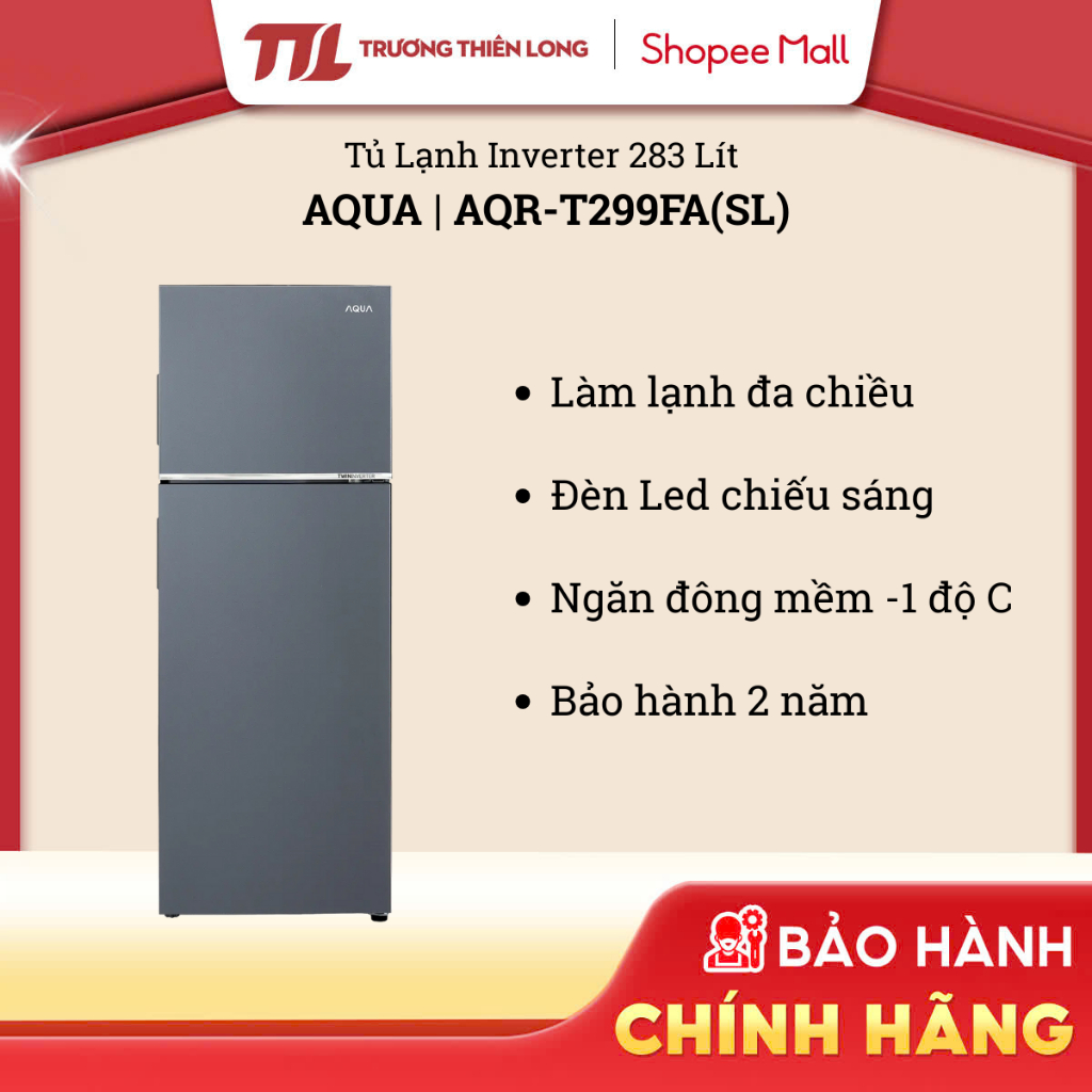 AQR-T278FA(SC) / AQR-T299FA(SL) / AQR-T299FA(FB) - Tủ Lạnh Aqua Inverter 283 Lít AQR-T299/T278 [TOÀN