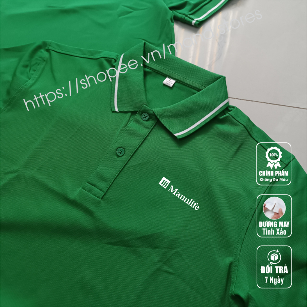 Áo thun Polo Manulife - Vải thun Cá sấu CVC Cao Cấp Dày Mịn Thoáng Mát,Chống nhăn - 4Man Store