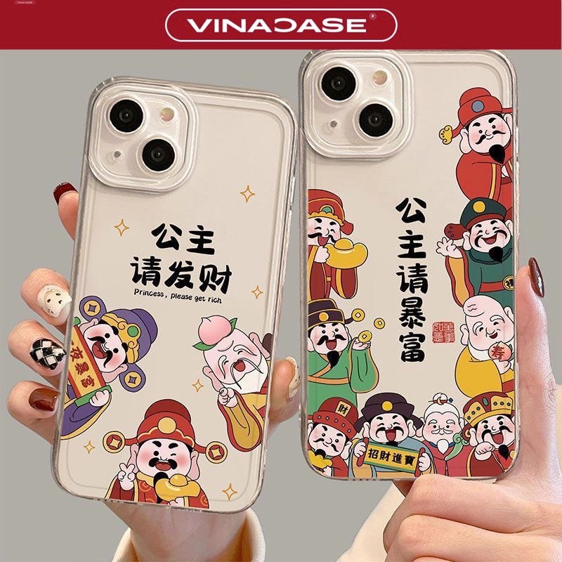 Ốp Lưng iPhone 11/14 Pro Max/15 Pro Max/16 Pro Max/17 Pro Max Dẻo Trong Space Tết Thần Tài BST1