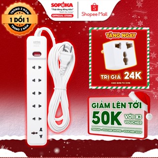  Ổ Cắm Điện Nhiều Lỗ Cắm SOPOKA 3M2-6M2 Chống Tuột Phích Có Công Tắc Chịu Tải 2200W Bảo Hành 2 Năm 