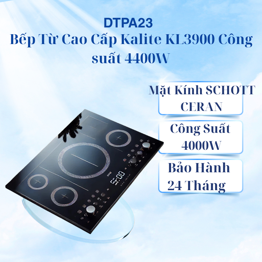 Bếp Từ Cao Cấp Kalite KL3900 Công suất 4400W, Mâm Từ Dây Đồng, Khóa Trẻ Em An Toàn.Bảo Hành 24 Tháng