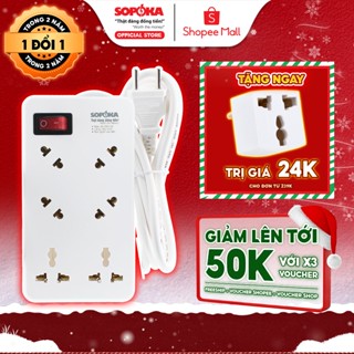  Ổ cắm điện đa năng SOPOKA 6A1- 6A2 1200W - 2200W 6 lỗ cắm chéo tiện dụng nhựa PP cao cấp kèm công tắc 