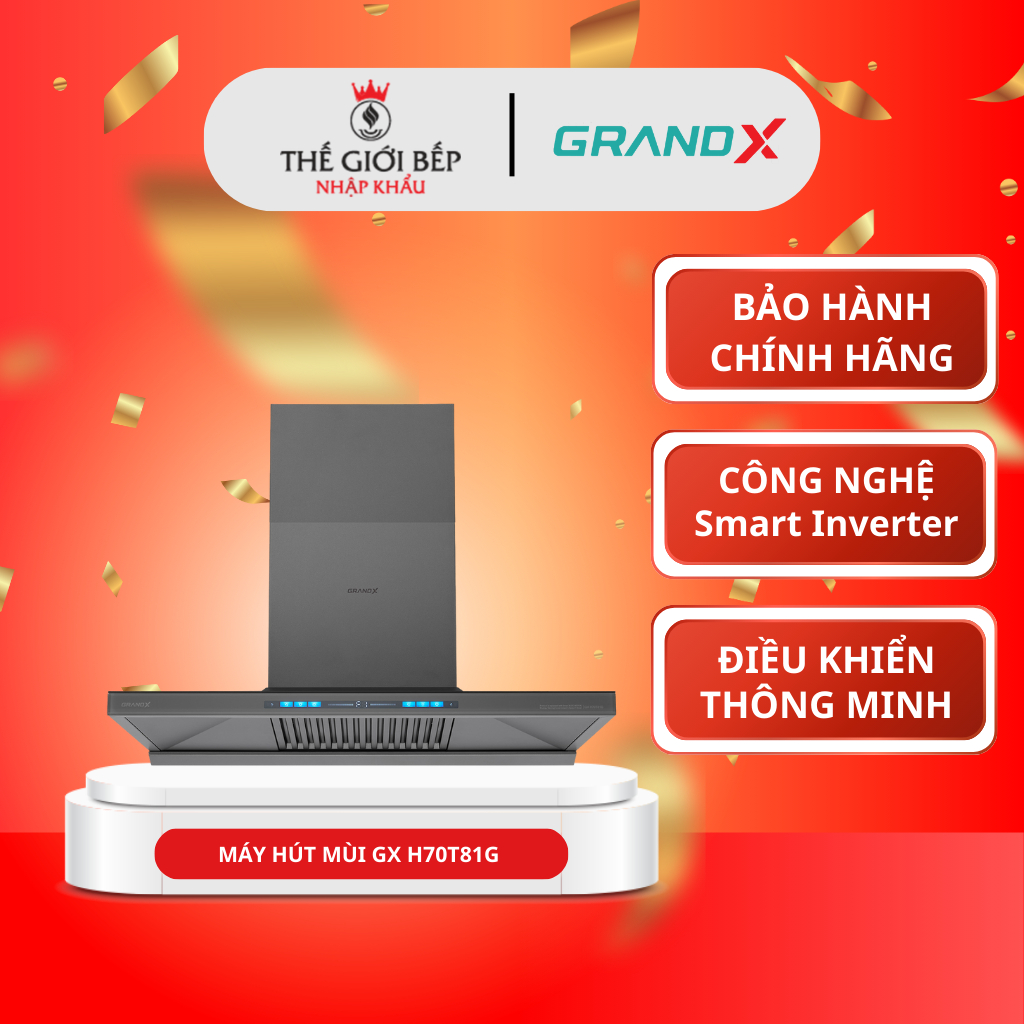Máy Hút Mùi GrandX GX H70T81G – Hút mùi nhanh, Công suất mạnh, Siêu êm