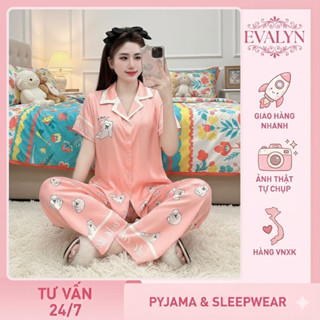  Bộ Pijama Mặc Nhà Lụa Latin Họa Tiết Gấu Cute Sang Chảnh Thiết Kế Cuốn Hút Chất Vải Siêu Mềm Mát 
