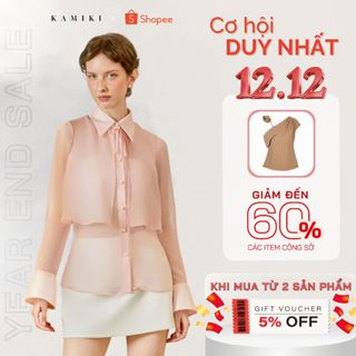   TẶNG KÈM ÁO TRONG  Áo Sơ Mi Nữ Kiểu Voan Tơ 2 Tầng Phối Nơ Xuyên Thấu Trắng Kem Đen Hồng Phong Cách Nữ Tính KA33 