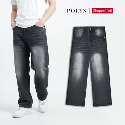 Quần Jean Nam Ống Rộng, Quần Jean Nam Dáng Suông Rộng Trẻ Trung, Vải Denim 10 Oz Dày Dặn Màu XÁM ĐẬM