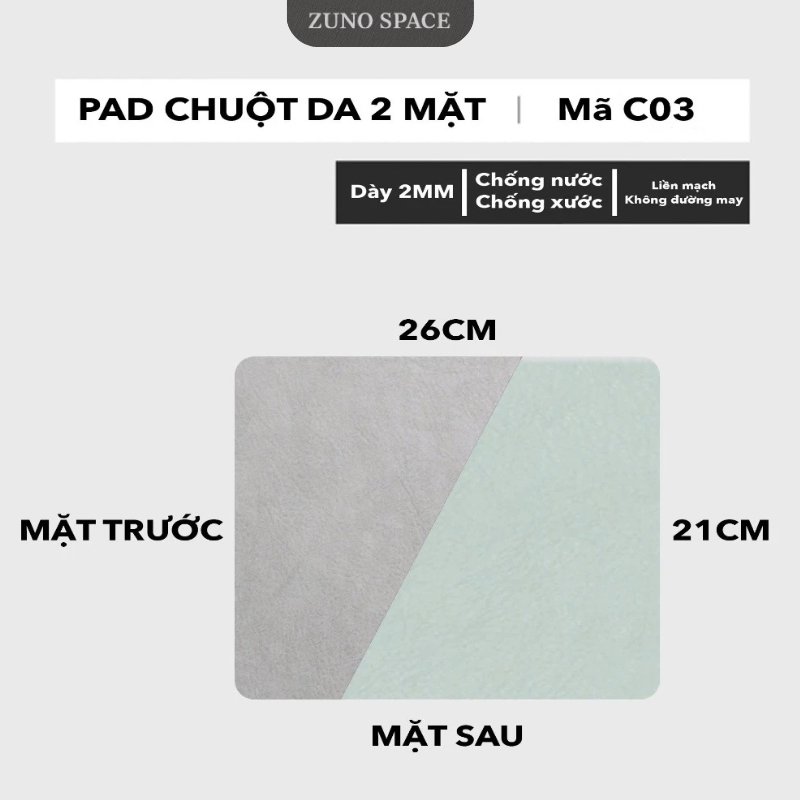 Lót Chuột Da PU 20x25cm 2 Mặt - Giống Da Thật 90%, Chống Nước, Chống Trầy