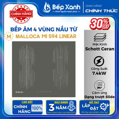 Bếp từ 4 vùng nấu Malloca MI 594 LINEAR - Kính xám - Xuất xứ Châu Âu