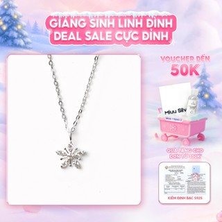  Vòng cổ nữ bạc 925 Miuu Silver hình bông tuyết đính đá Snowflakes Necklace 