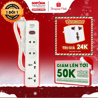  Ổ Cắm Điện Đa Năng SOPOKA 4D1 4D2 Chống Tuột Phích 1200W 2200W Dây dài 2,5M 4,5M Bảo Hành 2 Năm 