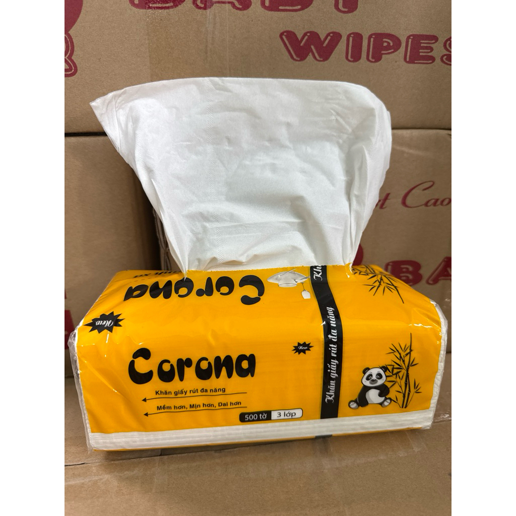 1 Gói Giấy Rút Corona 500 Tờ 3 Lớp Phôi Giấy Dai Mịn