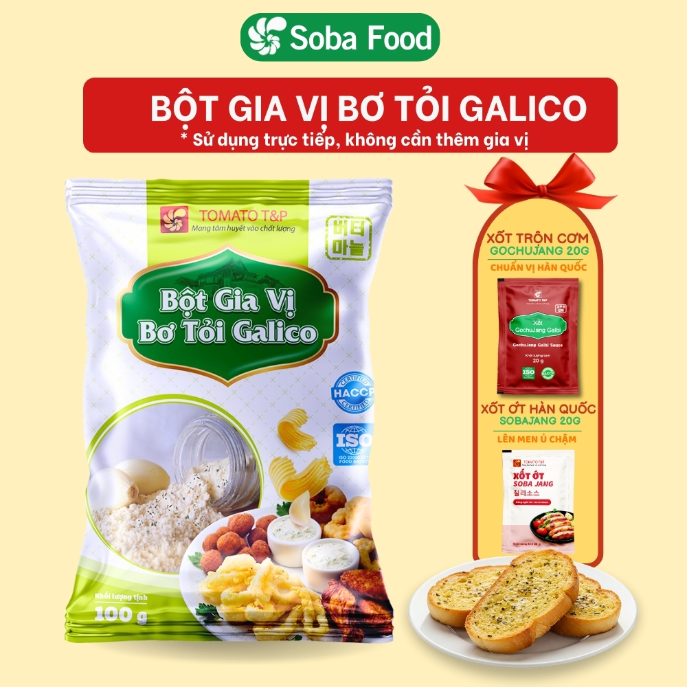 Bột Bơ Tỏi Lắc Khoai Tomato T&P Gói 100g Nấu Xốt Bơ Tỏi, Bánh Mì Bơ Tỏi, Khoai Tây Lắc Bơ Tỏi