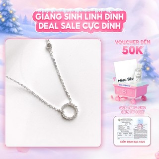  Dây chuyền bạc nữ Huyền thoại biển xanh Miuu Silver vòng cổ bạc mặt tròn đính đá sang trọng 
