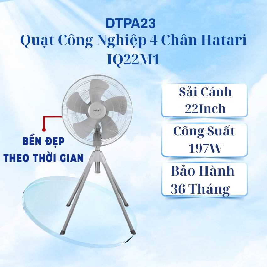 Quạt Công Nghiệp 4 Chân Hatari IQ22M1, Nhập Khẩu Thái Lan- Hàng Chính Hãng, Bảo Hành 2 Năm