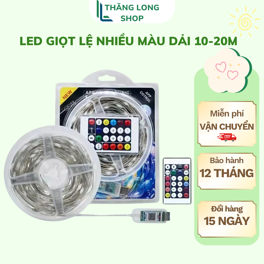 Led giọt lệ, Dây Đèn Led đuổi ARGB 10M,20M Cổng USB 16 Triệu Màu Nháy Theo Nhạc, Chống Nước, Điều Kh