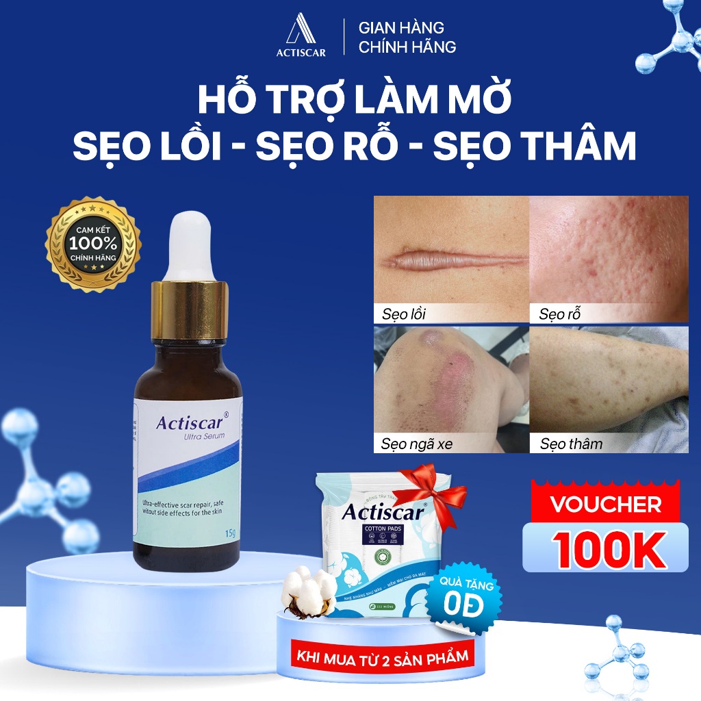  Serum sẹo làm mờ sẹo lồi sẹo lõm sẹo rỗ sẹo thâm mụn phù hợp với mọi làn da Actiscar 15g 