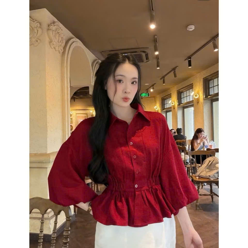 Áo Sơmi Bo Eo Lưng Chun Tay Bồng Cúc Dọc Đũi Hàn 20 THÁNG 05 SHOP MA4226 | BigBuy360 - bigbuy360.vn