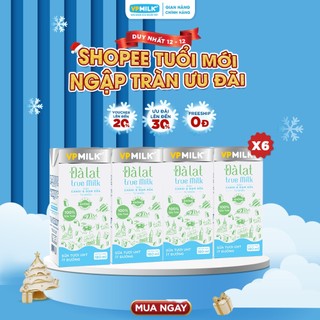   Combo 6 lốc  Sữa tươi nguyên chất UHT Đà Lạt True Milk ÍT đường hộp 180ml x 24 hộp 